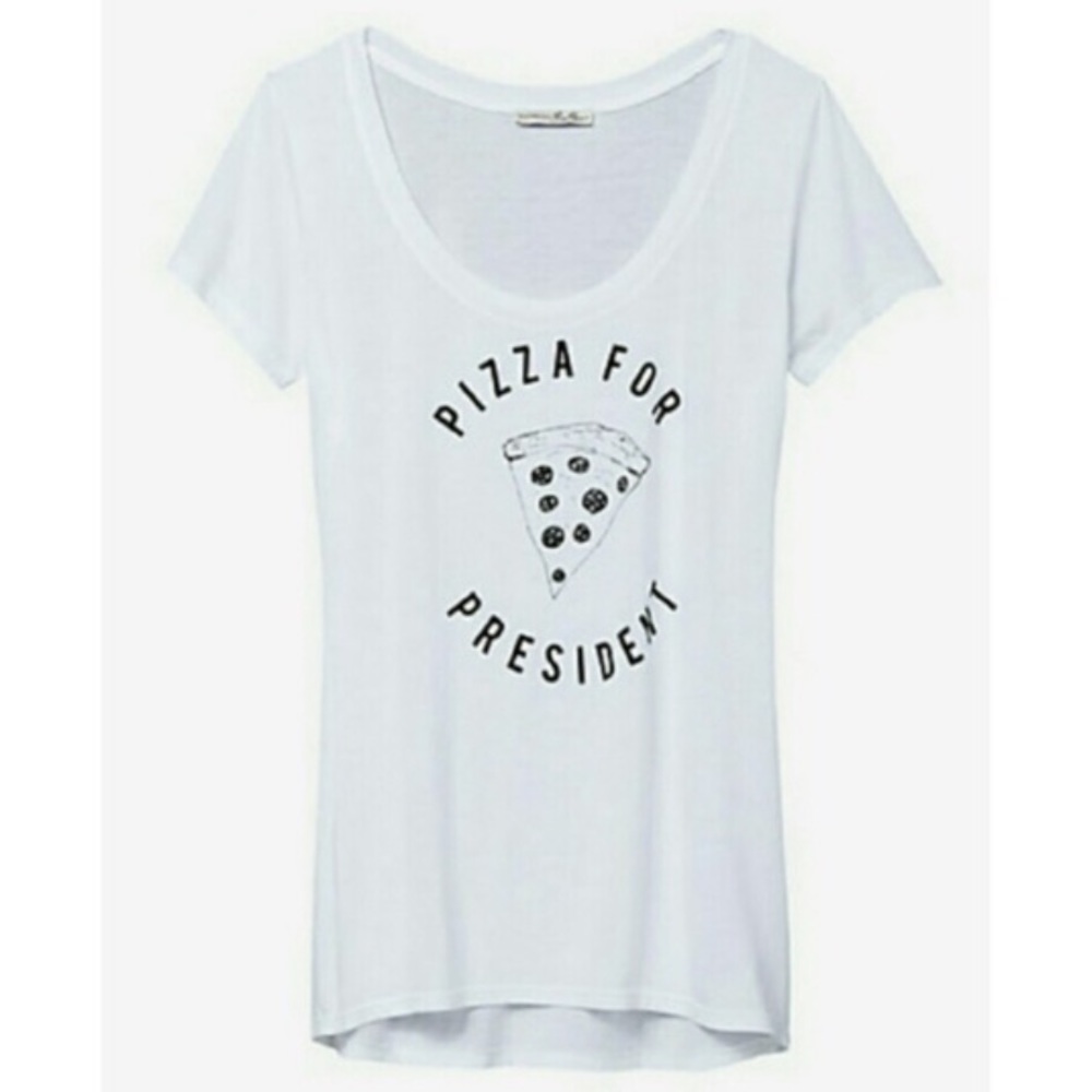 NWOT! Express Pizza For President T-Shirt M Black Short Sleeve Lightweight Women